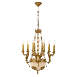 CHARLES CHANDELIER 19XE14 BRASS/JADE Azonnali szállítás