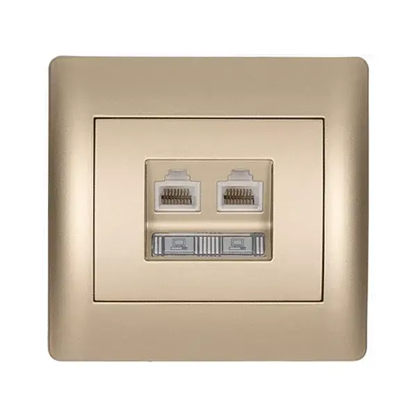 Prémium RHYME ZÁSUVKA PRE POČÍTAČ 2xRJ45 CAT5E ŠAMPANSKÁ