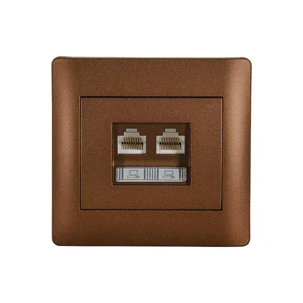 RHYME ZÁSUVKA PRE POČÍTAČ 2xRJ45 CAT5E KÁVA Expressz szállítás