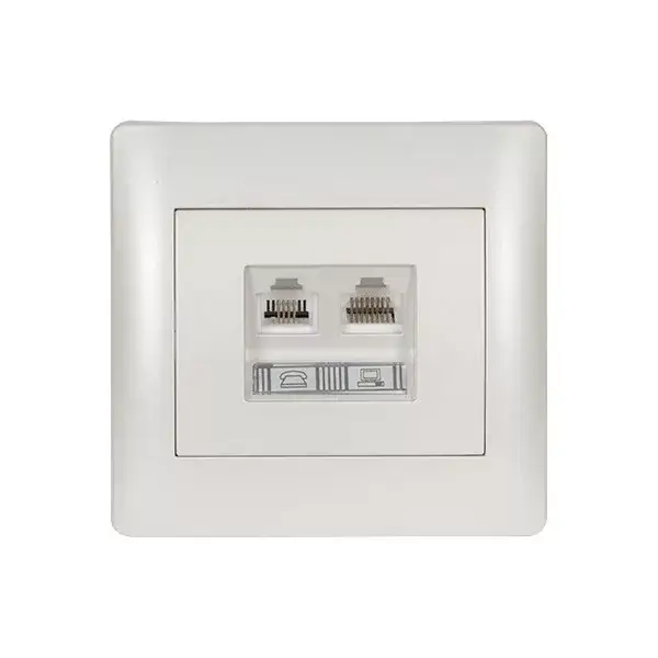 Ne maradj le RHYME ZÁSUVKA TELEFÓN RJ11+PC RJ45 CAT5E BIELA MET