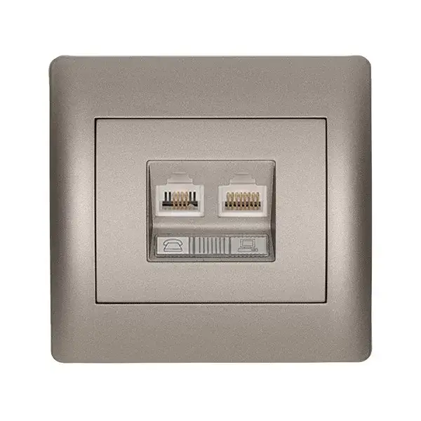 Expressz kézbesítés RHYME ZÁSUVKA TELEFÓN RJ11+PC RJ45 CAT5E SIVÁ