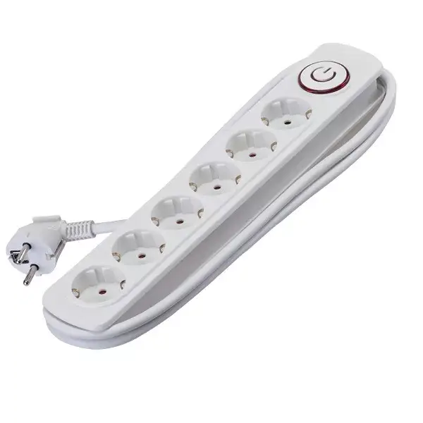 Outlet PREDLŽOVACÍ PRÍVOD S VYPÍNAČOM 6-ZÁSUVKA SCHUKO 2M H05VV-F 3X1.5