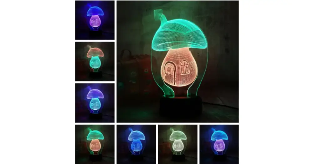 3D HATÁSÚ ÉJSZAKAI TÖBBSZÍNŰ LED LÁMPA GOMBA Újdonság