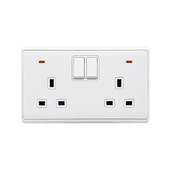 Azonnali szállítás LONDON DOUBLE SOCKET WITH 1P BUTTON SWITCH NEON WH