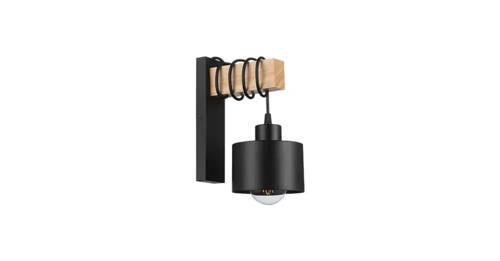 Elza Függőlámpa E27x1 LED fali fekete + fa Alacsony ár
