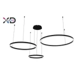 Legkelendőbb Mundo LED csillár 40/60/80cm 72W fekete 3CCT pilo