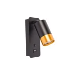 Olcsó Klemens GU10 fekete arany fali olvasólámpa USB