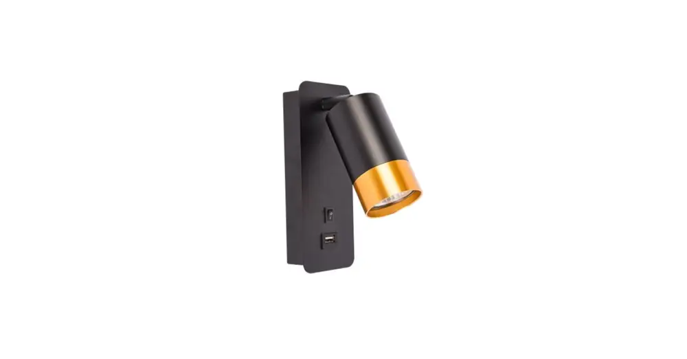 Olcsó Klemens GU10 fekete arany fali olvasólámpa USB