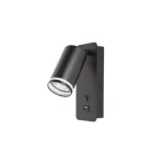 Árcsökkenés GU10 olvasó fali lámpa 55mm fekete USB