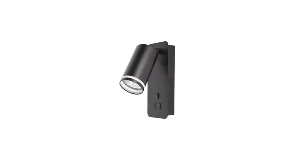 Árcsökkenés GU10 olvasó fali lámpa 55mm fekete USB