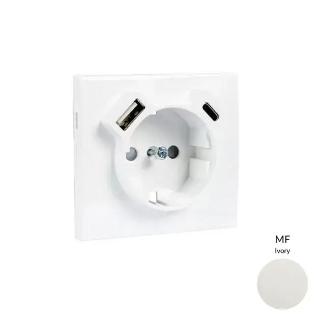50630_TMF Fedlap Schuko + USB-A + USB-C aljzathoz, elefántcsont Exkluzív ajánlat