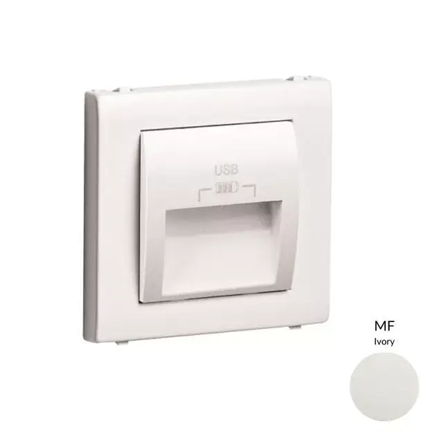 50673_TMF dupla USB töltő (2x USB-A), 20°-os kimenet, elefántcsont Biztonságos fizetés