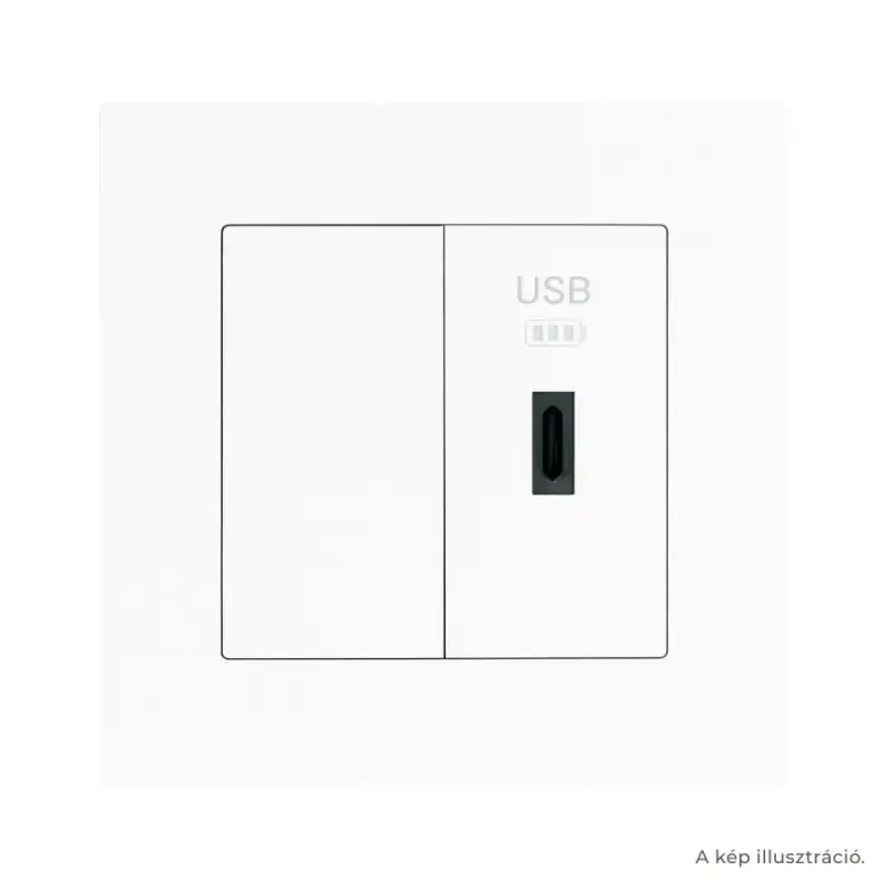 Fehér USB-C töltő, 1 modul + 1 vakfedél - komplett - q45 (45387_SBR+45973_SBR+45910_TBR+45993) Ne maradj le