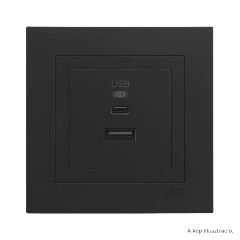 Azonnali szállítás Fekete USB töltő aljzat (USB-A + USB-C) - komplett - mec21 (21381+90674_TPM+90910_TPM)