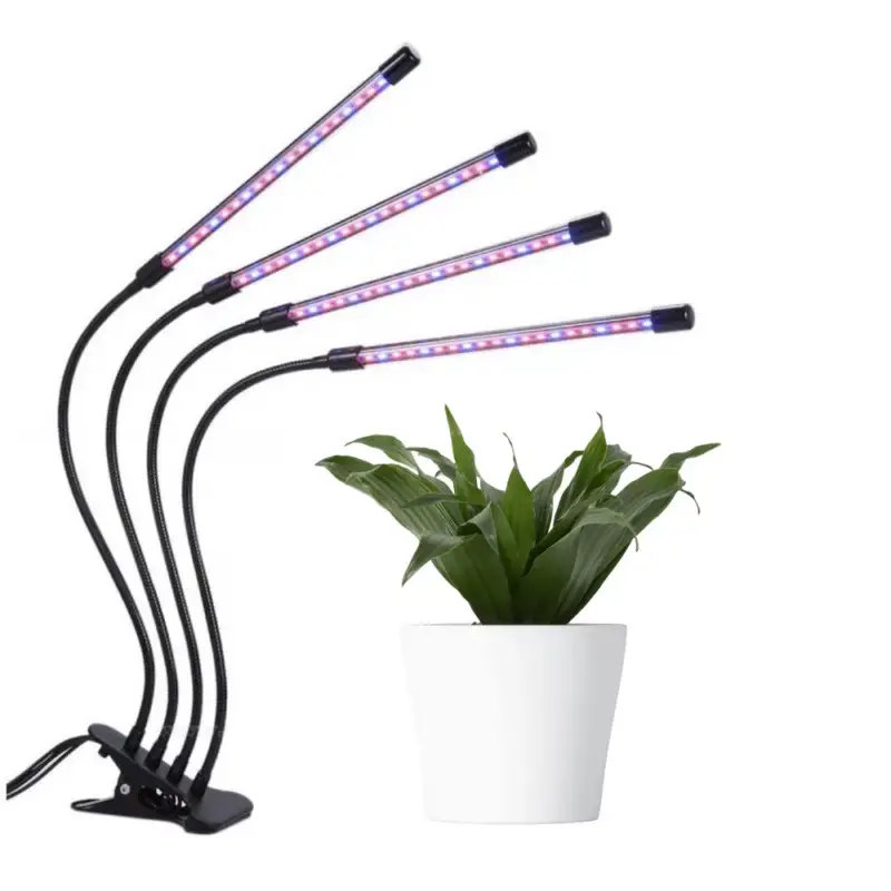 Növénynevelő LED lámpa , 4 karos , 15 Watt , USB , csiptethető , dimmelhető , időzíthető , IP44 , LEDISSIMO GROW Korlátozott ajánlat
