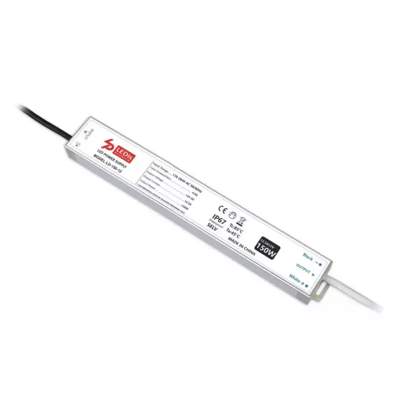 Ne maradj le LED tápegység , 12 Volt , 150 Watt , 12.5A , slim , kültéri , vízálló , IP67 , 3+2 év garancia , LEDis , LD-150-12