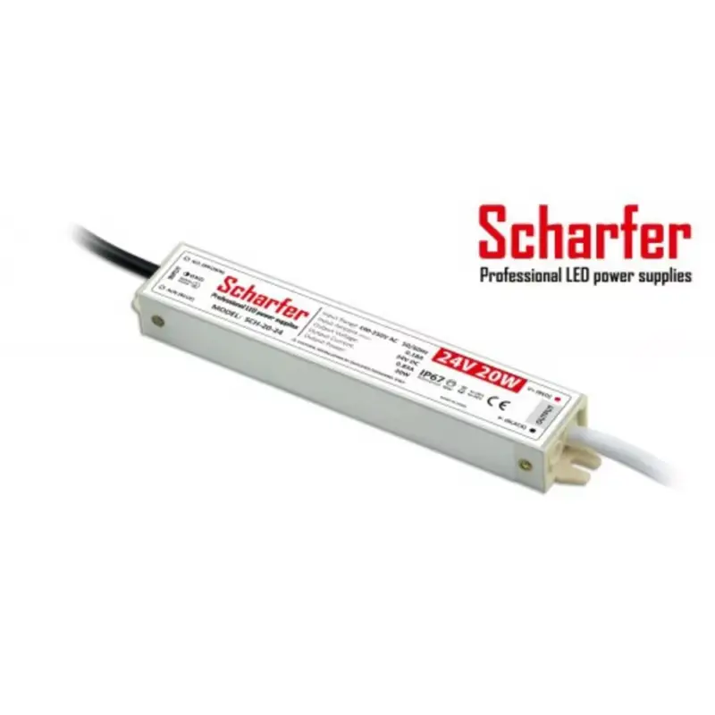 Legjobb ár LED tápegység , 24 Volt , 20 Watt , 0.83A , kültéri , vízálló , IP67 , Scharfer , 7 év garancia