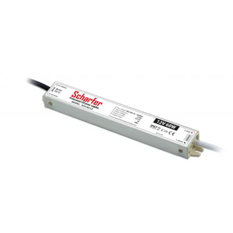 Biztonságos fizetés LED tápegység , 12 Volt , 60 Watt , 5A , kültéri , vízálló , IP67 , Scharfer , 7 év garancia