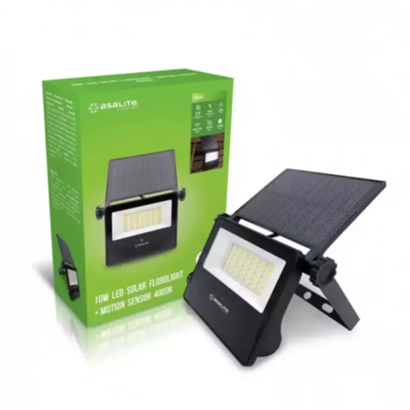 LED reflektor , 10W , 1300 lm , napelemes , mozgásérzékelős , természetes fehér , IP44 , Asalite Bestseller