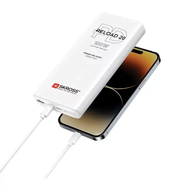 Gyors szállítás SKROSS RELOAD20 PD, 100W, 20.000 mAh POWERBANK+ USB-C kábel, feltöltve