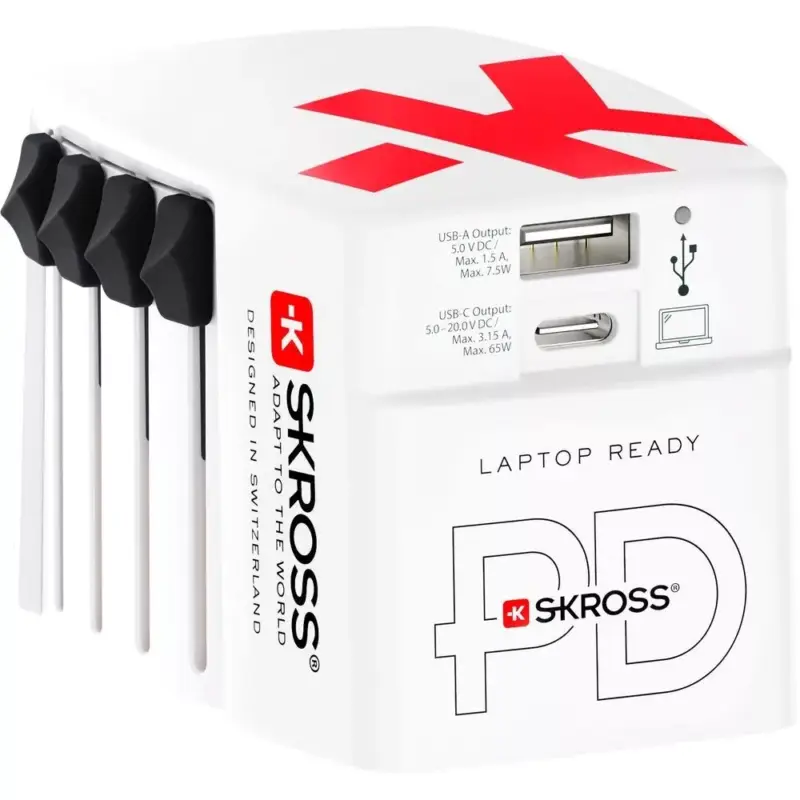 SKROSS World USB világutazó átalakító adapter, PD, (USB-C,USB-A) 65W, + USB-C kábel Olcsóbb
