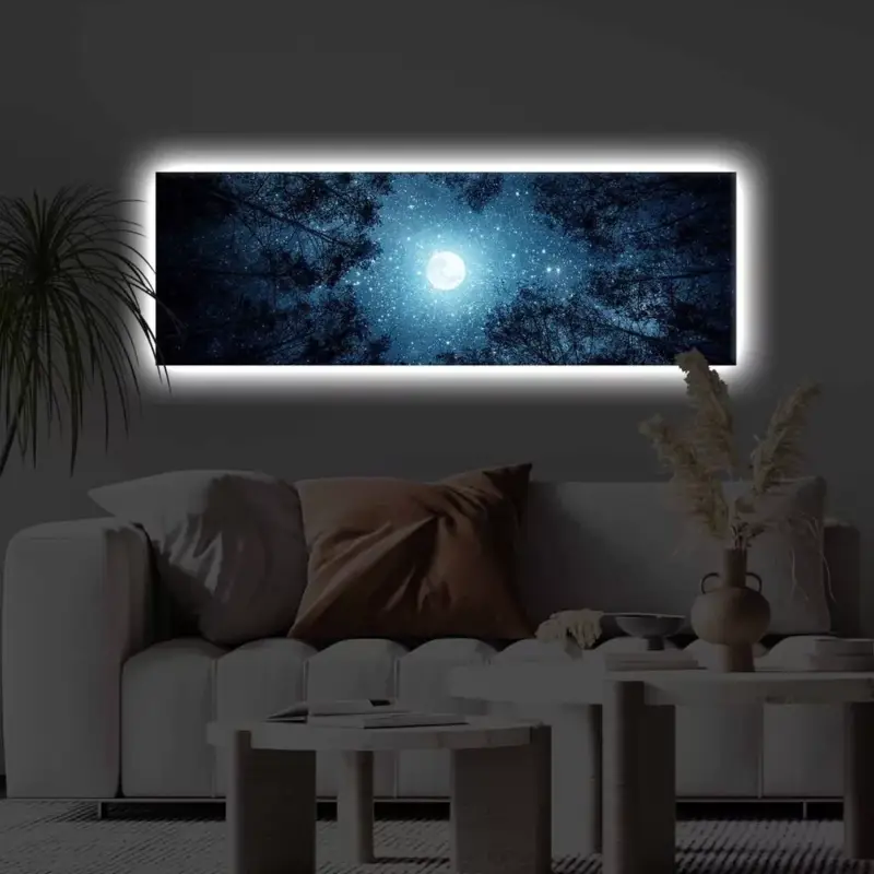 LED-es világítóvászon festmény, 30x90 cm, fakeret Gyors szállítás