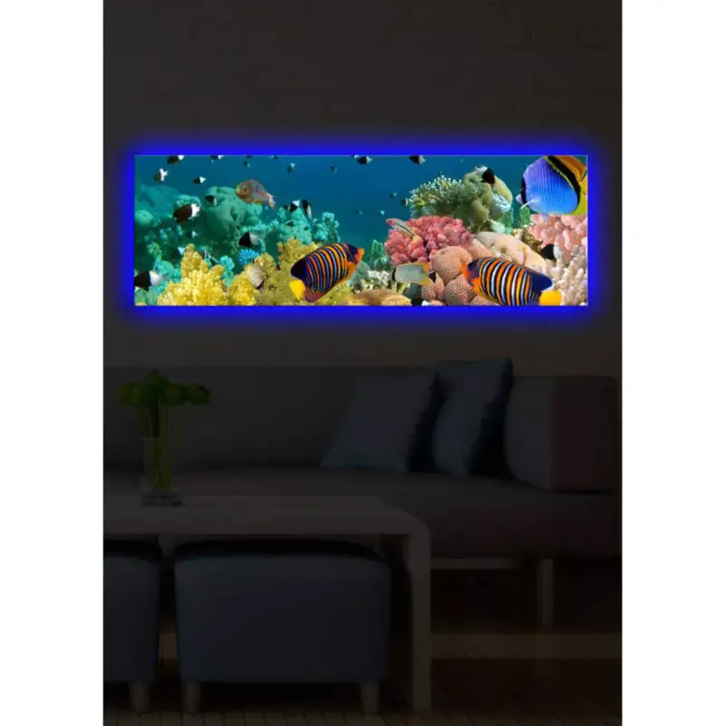 Dekoratív LED-es világítóvászon festmény, 30 x 90 cm, 100% velúr vászon, fa keret (3 cm), elemes, be-/kikapcsolóval, tökéletes otthoni dekorációhoz Outlet