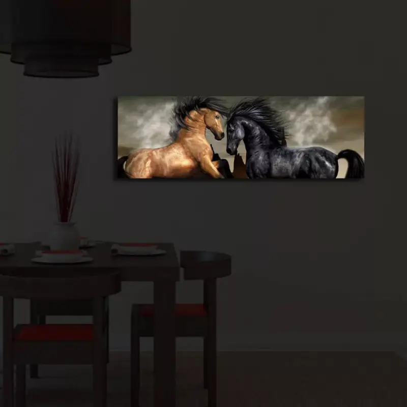 Nézd meg most Dekoratív LED-es világítóvászon festmény, 30 x 90 cm, 100% velúr vászon, fa keret (3 cm), elemes, be-/kikapcsolóval, tökéletes otthoni dekorációhoz