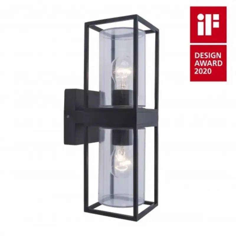 Vedd meg most LED lámpatest , oldalfali , 2 irányú , 2 x E27 foglalat , matt fekete , kültéri , IP44 , LUTEC , FLAIR