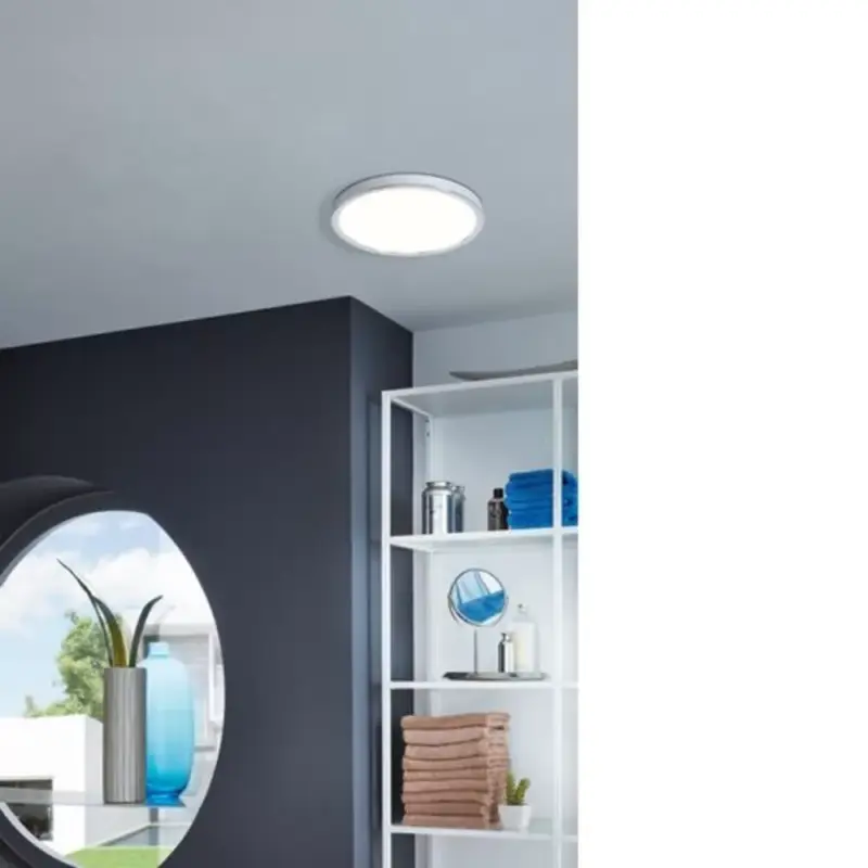 Expressz kézbesítés LED panel , 20W , falon kívüli , kerek , meleg fehér , króm keret , IP44 , EGLO , FUEVA 5 , 99266