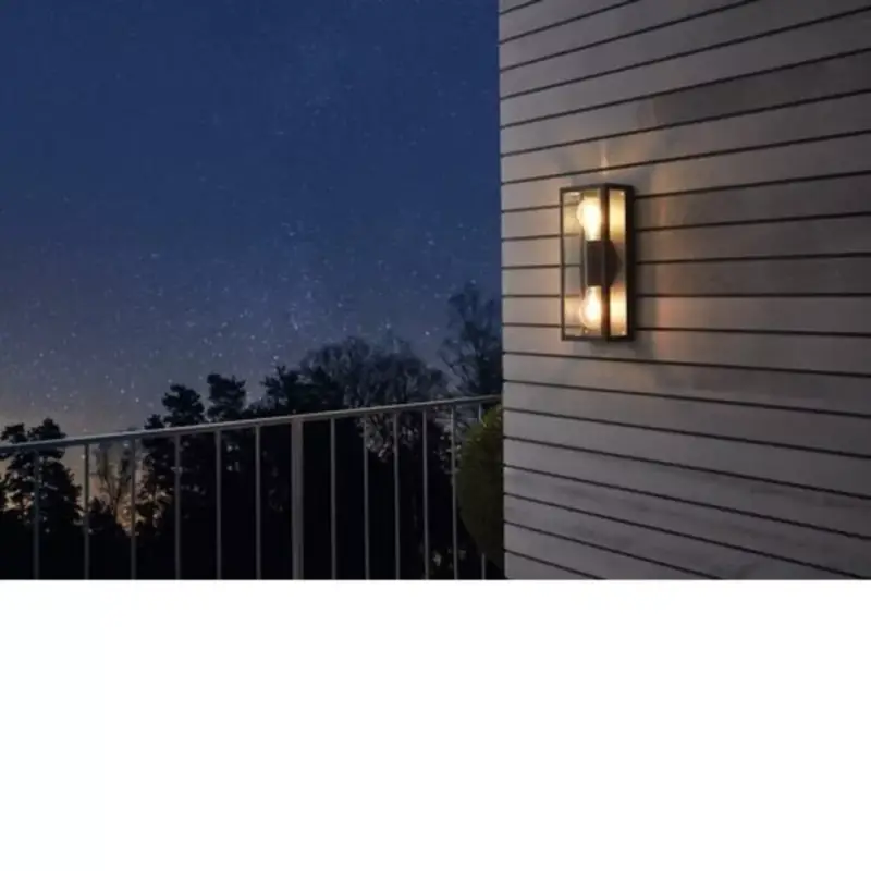 LED lámpa , oldalfali , E27 , 2 x 60W , üveg , fekete keret , kültéri , IP44 , EGLO , ALAMONTE 1 , 98273 Különleges ajánlat