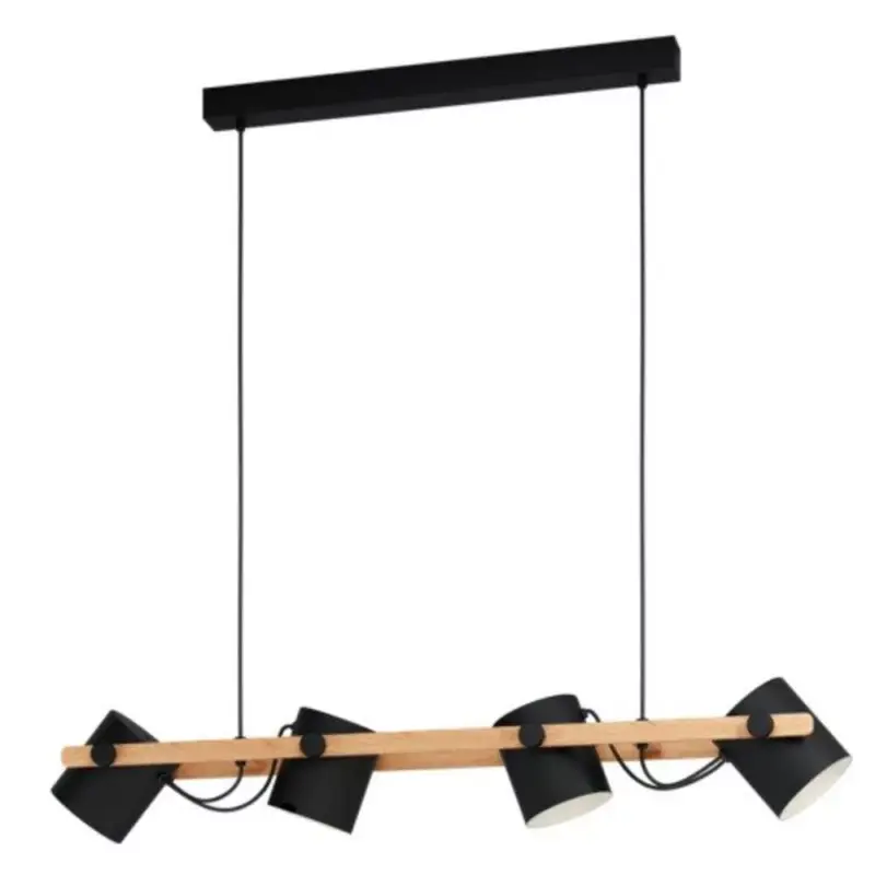 LED lámpa függeszték , mennyezeti , 4 x E27 , fa , fekete , EGLO , HORNWOOD , 43424 Vedd meg most