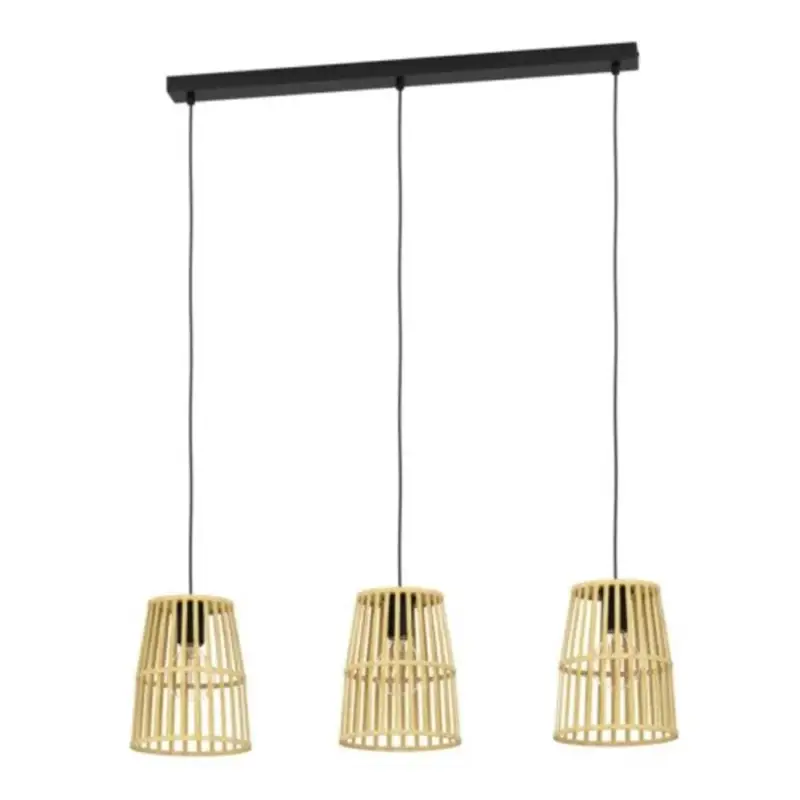 Csak ma LED lámpa , függeszték , mennyezeti , 3 x E27 foglalat , fekete , bambusz , EGLO , EYAM , 33202