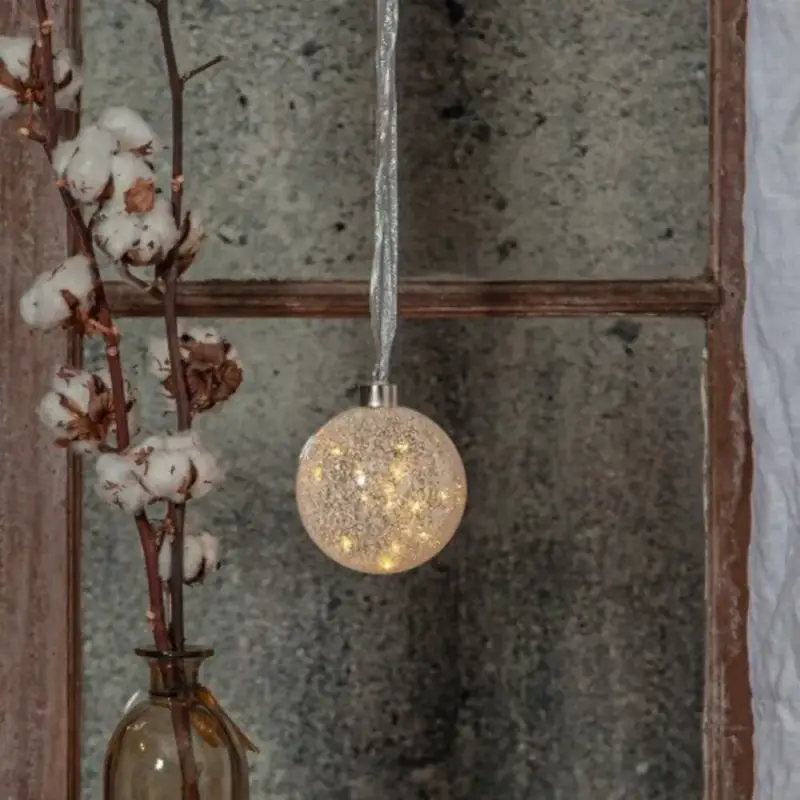 Utolsó esély LED dekoráció , karácsonyfa dísz , beltéri , 15 cm , 30 db LED , meleg fehér , ezüst , EGLO