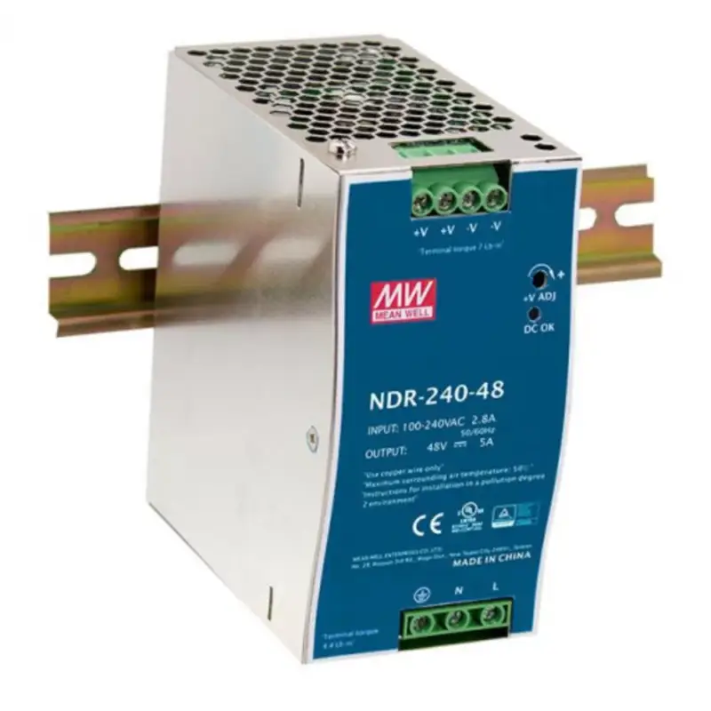 Legnépszerűbb LED tápegység , Mean Well , NDR-240-24 , 24 Volt , 240 Watt , 0-10 V szabályozható , DIN sínre szerelhető , ipari