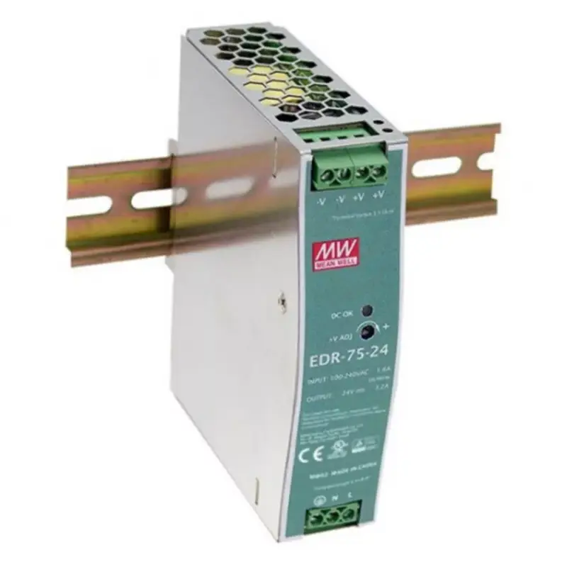 LED tápegység , Mean Well , EDR-75-12 , 12 Volt , 75 Watt , DIN sínre szerelhető , ipari Kiárusítás
