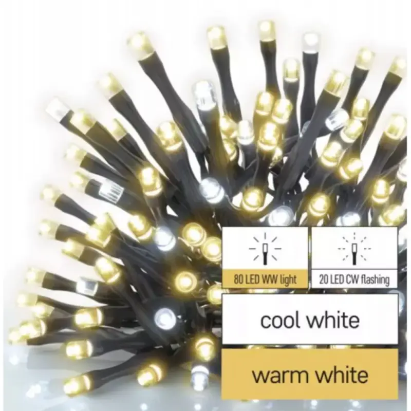 Olcsóbb Led fényfüzér , sorolható , beltéri/ kültéri , 100 led , 10 m , villogó , időzíthető , IP44, standard