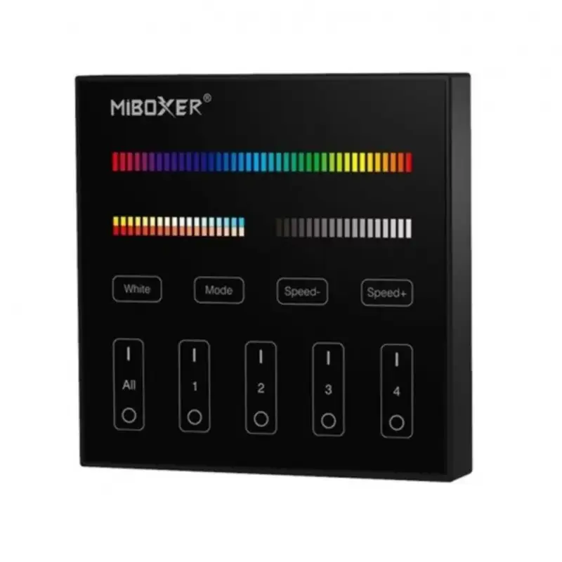 Csak ma Vezeték nélküli , elemes, fali , érintős , vezérlőpult,RGB + CCT , 4 zónás , fekete , Miboxer (Mi-Light) , B4-B