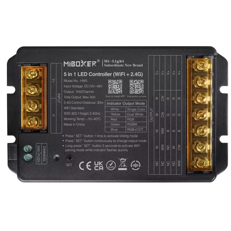 Univerzális csoport (zóna) vezérlő , 5in1 , RGB/RGBW/RGB-CCT , dimmelhető ,group control , wifi , 2.4GHz , TUYA , SMART , Miboxer (Mi-Light) , HW5 Expressz szállítás