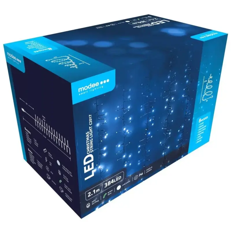 Modee Karácsonyi LED Füzér Plastic Adapteres C2017 (384LED/2,1m) cold Gyors szállítás