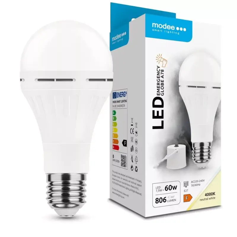 Nézd meg most Modee LED Emergency Izzó Globe A78 7,5W E27 180° 4000K (806 lumen)