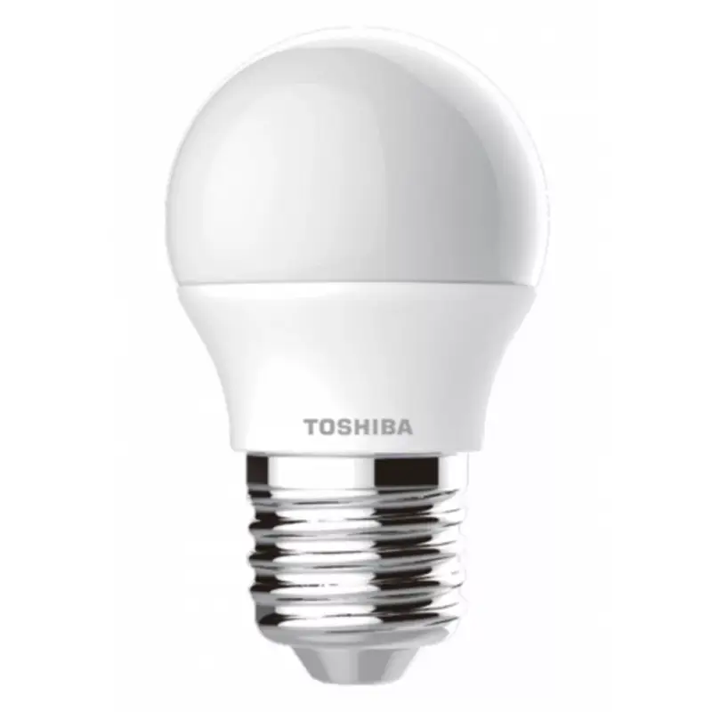 LED lámpa , égő , kisgömb , E27 foglalat , 7 Watt , 180° , meleg fehér , TOSHIBA , 5 év garancia Gyors kiszállítás