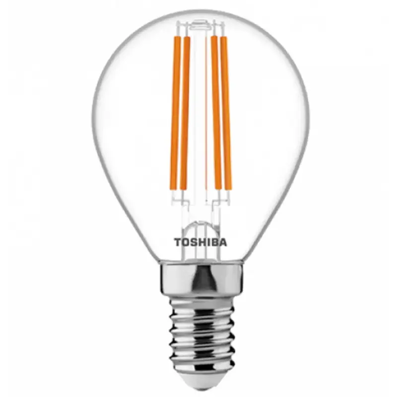LED lámpa , égő , izzószálás hatás , filament , E14 foglalat , 4.5 Watt , dimmelhető , meleg fehér , TOSHIBA , 5 év garancia Expressz kézbesítés