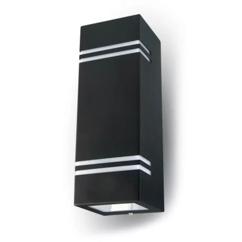 Bestseller LED lámpatest , GU10-es foglalatú , oldalfali , négyzet , 2 irányú , fekete , dizájn csíkkal , IP44