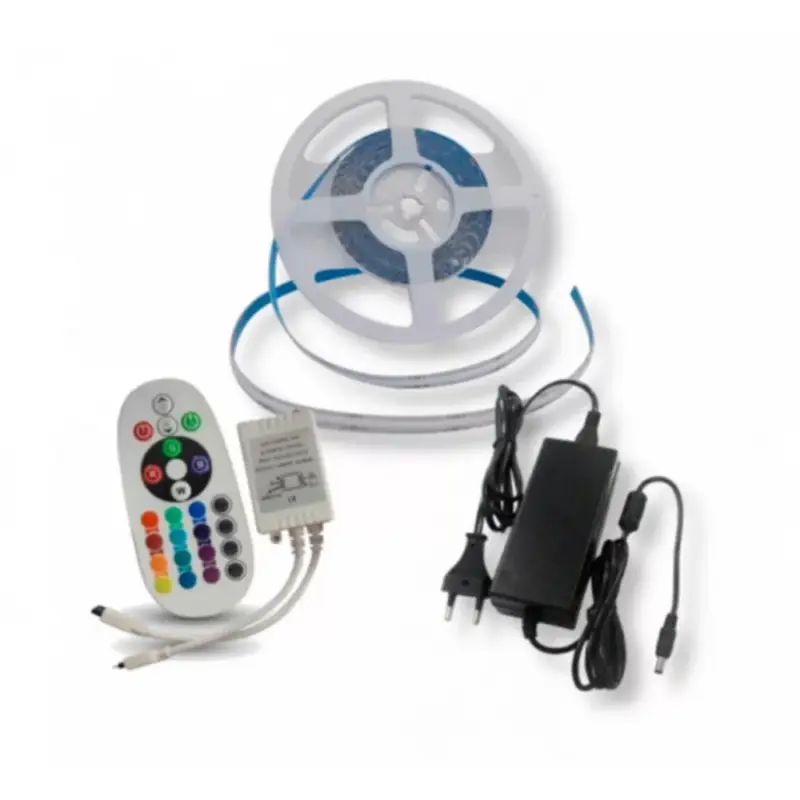 Kiárusítás LED szalag szett , COB , DOTLESS , 5 méter , 13W , RGB , tápegység+vezérlő , távirányítóval , 3 év garancia , V-tac