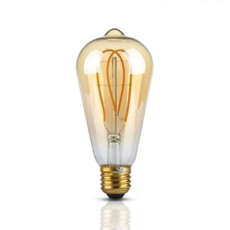 Kiárusítás LED lámpa , égő , izzószálas hatás , filament , E27 foglalat , Edison , 5 Watt , meleg fehér , borostyán sárga