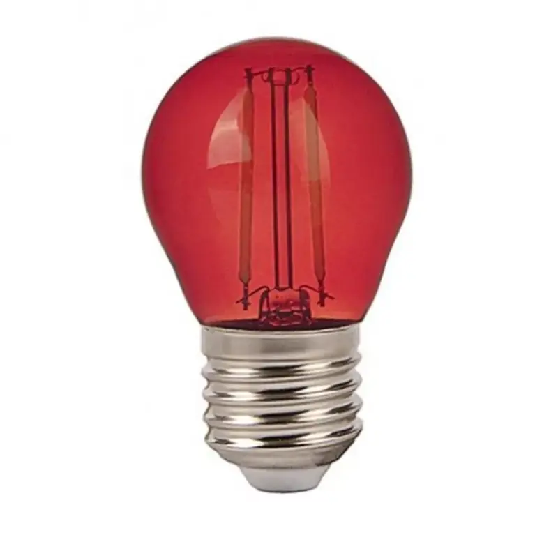 LED lámpa , égő , izzószálas hatás , filament , kisgömb , E27 foglalat , G45 , 2 Watt , piros Exkluzív ajánlat