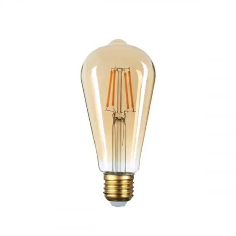 Olcsóbb LED lámpa , égő , izzószálas hatás , filament , Edison , E27 , ST64 , 4W , meleg fehér