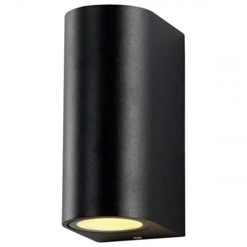 LED lámpatest , 2 x GU10 , oldalfali , kerek , 2 irányú , fekete , kültéri , IP44 Azonnali szállítás