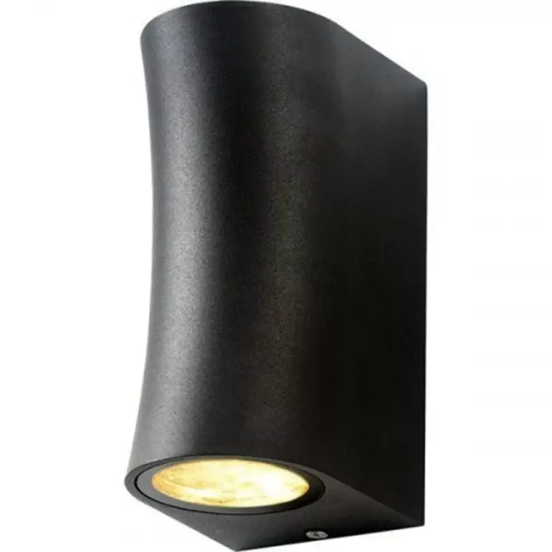 LED lámpatest , 2 x GU10 , oldalfali , kerek , 2 irányú , fekete , ívelt , kültéri , IP44 Exkluzív ajánlat